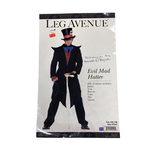 Leg Avenue Evil Mad Hatter Mens 2-Piece Halloween Costume Vest S/M Waistcoat M/L - Picture 1 of 16